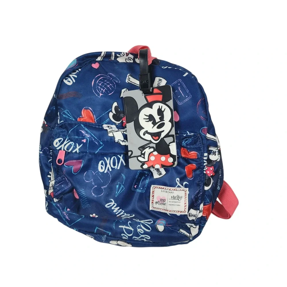 Disney Parks Minnie‎ Mouse Backpack Blue Red XOXO Love Pattern Luggage Tag